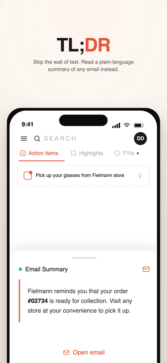 Plain-language email summary