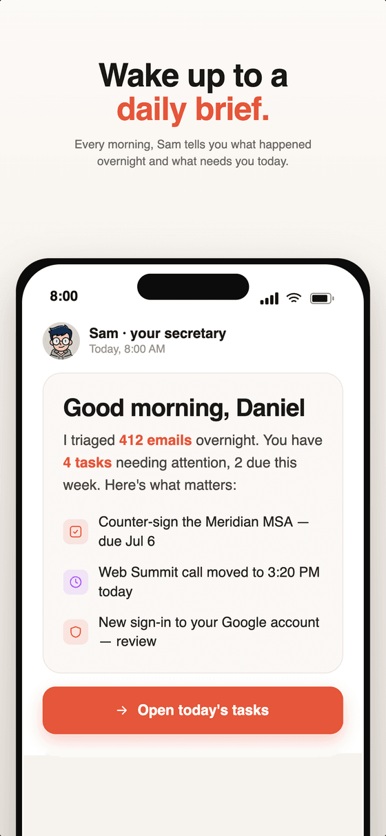 Daily brief from your secretary
